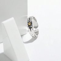 Retro Sunburst Star Design Adjustable Open Ring Vintage Style Jewelry - Image 4