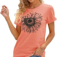 Cicy Bell Women's T Shirts Short Sleeve Tees Sunflower Graphic Loose Summer Tops - Image 2