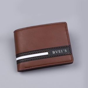 Mens Bifold Wallet Blocking Slim Minimalist Front Pocket - Thin & Stylish with ID Window 04(brown)