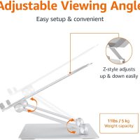 Amazon Basics Sturdy and Portable Ergonomic Laptop Stand for Desk, Adjustable Riser, Fits all Laptops and Notebooks up to 17.3 Inch, Silver, 10 x 8.7 x 6 in - Image 3
