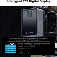 K&F Concept V Mount Battery 99Wh with PD100W Fast Charging,14.8V 6700mAh Mini V-Mount Battery with DC/D-Tap/Dual USB-C/USB-A/TFT Display/240W Charging Cable for Camera Camcorder Video Light Monitor - Image 5