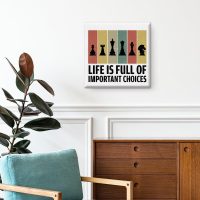 Life Is Full of Important Choices Chess Canvas Wall Art Print Chess Poster Painting Framed Artwork 8 x 8 Inch Home Office Wall Decoration Gift for Chess Lover - Image 6
