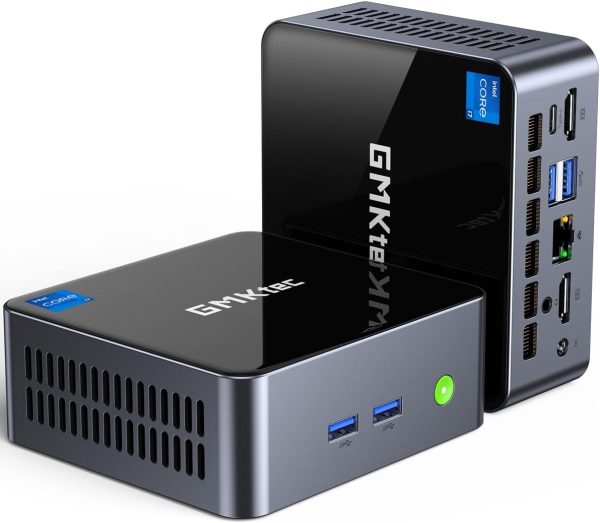 GMKtec Mini PC Intel i7-1195G7(Up to 5.0GHz) 16GB DDR4 1TB SSD, Mini Desktop Computers Dual SSD Slot, WiFi 6, USB3.2, BT 5.2, DP, HDMI, RJ45 2.5G