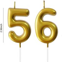 2.36" Number Candles Birthday Gifts for Women Men Birthday Decorations Birthday Candles Numbers Happy Birthday Candles for Cake 2 Candle for Women for Men (Gold, 56th) - Image 2