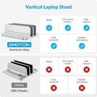OMOTON [Updated Dock Version] Vertical Laptop Stand, Double Desktop Stand Holder with Adjustable Dock (Up to 17.3 inch), Fits All MacBok/Surface/Samsung/HP/Dell/Chrome Book (Silver) - Image 2