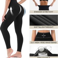 Blisset 3 Pack High Waisted Leggings for Women-Soft Athletic Tummy Control Pants for Running Yoga Workout Reg & Plus Size - Image 5