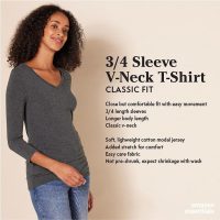 Amazon Essentials Women's Regular-Fit 3/4 Sleeve V-Neck T-Shirt (Available in Plus Size), Multipacks - Image 2