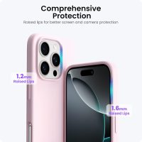 ORNARTO Compatible with iPhone 16 Pro Case 6.3", Slim Liquid Silicone 3 Layers Soft Gel Rubber Shockproof Protective Case with Anti-Scratch Microfiber Lining-Chalk Pink - Image 4