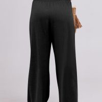 ANRABESS Women Linen Palazzo Pants Summer Boho Wide Leg High Waist Casual Lounge Pant 2025 Beach Travel Vacation Outfits - Image 8