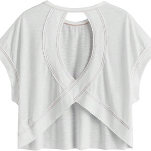 SOLY HUX 2024 Open Back Tops for Women Criss Cross Cut Out Tee Backless Casual Short Sleeve Round Neck T Shirt