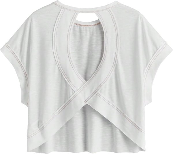 SOLY HUX 2024 Open Back Tops for Women Criss Cross Cut Out Tee Backless Casual Short Sleeve Round Neck T Shirt