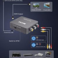 ABLEWE RCA to HDMI,AV to HDMI Converter, 1080P Mini RCA Composite CVBS Video Audio Converter Adapter Supporting PAL/NTSC for TV/PC/ PS3/ STB/Xbox VHS/VCR/Blue-Ray DVD Players, Grey - Image 6