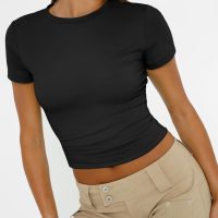 Trendy Queen Womens Basic T Shirts Summer Tops 2025 Short Sleeve Crop Tops Slim Fit Gym Workout Y2k Clothes - Image 3