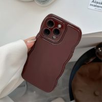 FABSPARK Phone Case for iPhone 15 Pro Max Case,Simple Wave Design Wavy Frame Soft Silicone Aesthetic for iPhone 15 Pro Max,Wine Red - Image 2