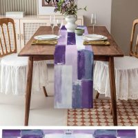 Table Runner Abstract Purple White Gray Modern Table Runners Kitchen Dining Table Decoration for Home Farmhouse Party Decor 13"x72" - Image 6