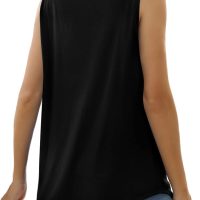 Saloogoe Summer Tank Tops for Women Loose Fit Pleated Square Neck Sleeveless Tops Curved Hem Flowy - Image 3