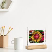 Sunflower Summer Decor Gifts for Women Men Friends Summer Holiday Decor Clear Acrylic Beach Decorations Sign for Home Office Table Mantel Shelf 4 x 4 Inch - Image 4
