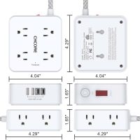 Surge Protector Power Strip - CHCORE 5Ft Braided Extension Cord with 8 Outlets with 4 USB (2 USB C) Charging Ports, Flat Plug Multi Plug Outlet Extender Charging Station for Home Office, ETL, White - Image 7