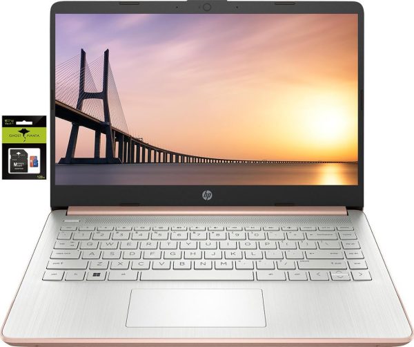 hp 14" Laptop Stream Ultral Light for Students and Business, Quad-core Intel Celeron Processor, 8GB RAM, 256GB Storage (128GB eMMC+128GB Ghost Manta SD Card), 1 Year Office 365, HDMI, Win 11