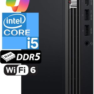Lenovo ThinkCentre Tiny M70q Gen 5 Intel 10-Core i5-14400T (Beat i7-13700T), 16GB DDR5 RAM, 512GB NVMe, WiFi 6E, Bluetooth, RJ-45, DP Port, HDMI, W11P, Business Desktop