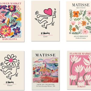 6 Pcs Flower Botanical Wall Art Prints - Vintage Watercolor Floral Poster for Bedroom Living Room Apartment Dorm Coffee Bar Home Decor，7.8 X 11.8inch (Unframed)