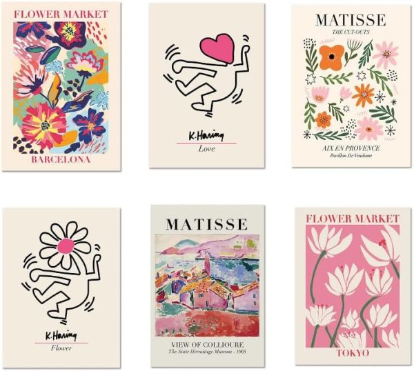 6 Pcs Flower Botanical Wall Art Prints - Vintage Watercolor Floral Poster for Bedroom Living Room Apartment Dorm Coffee Bar Home Decor，7.8 X 11.8inch (Unframed)