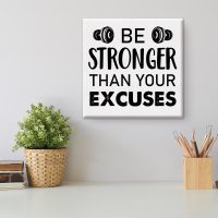 Motivational Gym Wall Art Print Be Stronger Than Your Excuses Poster Wall Decoration for Home Gym Workout Room 8x8 Inches - Image 4