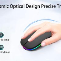 Wireless Bluetooth Mouse Rechargeable Laptop Mice with LED Use Portable(BT5.2 and USB 2.4G) Dual Mode Connection Silent Slim Computer Mouse for Laptop/iPad Tablet/Apple MacBook/PC (Black) - Image 7
