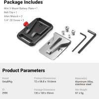 SmallRig Mini V Mount Battery Plate, V-Lock Mount Battery Plate with Belt Clip for Camera Power Supply - 2990 - Image 6