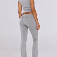 ANRABESS Lounge Sets for Women 2 Piece Foldover Yoga Flare Leggings Pants Crop Tops Casual Y2K Outfits Matching Tracksuit Set - Image 4
