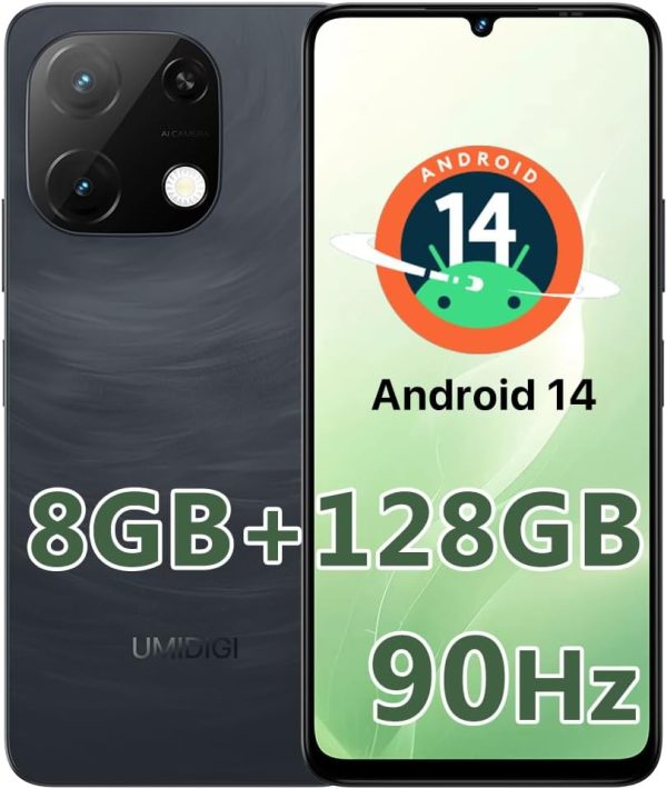 UMIDIGI G9T Cell Phone, Android 14 Smartphone Unlocked, 6.75" HD+ 90Hz Display, 5000mAh Battery, 18W Fast Charging, 8(4+4)+128GB/1TB TF, 13MP Camera, AI Face & Fingerprint Unlock, 4G Dual SIM, GPS