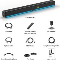 TV Sound Bar, Soundbar with RGB LED Lights & 2.1CH Bluetooth Speaker Surround System, 180W Surround Sound, AUX/Optical/HDMI ARC Home Theater Speaker, 2 in 1 Detachable for Smart TV/Projector/Gaming/PC - Image 9