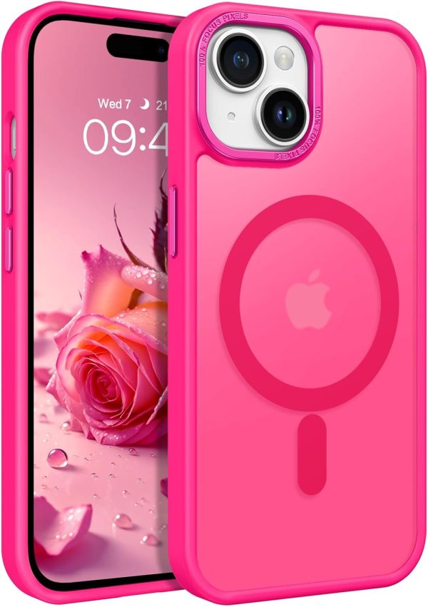 BENTOBEN Magnetic for iPhone 15 Plus Case, iPhone15Plus Phone Case Compatible with MagSafe, Translucent Matte Protective Cover Shockproof Women Girl Cute Case for iPhone 15Plus 6.7", Hot Pink