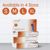Caring Nitrile Exam Gloves, Blue, Powder-Free, Disposable Gloves for Medical Care, First Aid, Cleaning, Food Prep - Image 4