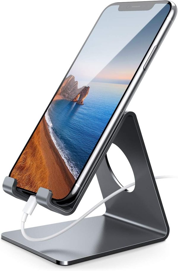 Lamicall Cell Phone Stand, Phone Dock : Cradle, Holder, Stand, Compatible with Phone 12 Mini 11 Pro Xs Xs Max Xr X 8 7 6 6s Plus 5 5s 5c All Android Smartphone Charging, Accessories Desk - Gray