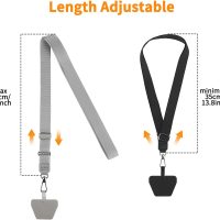 CACOE Phone Lanyard 2 Pack-2× Adjustable Neck Strap,2× Phone Patches,Universal Cell Phone Multifuctional Patch Lanyards Compatible with Most Smartphones(Black+Gray) - Image 4