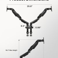 HUANUO Dual Monitor Stand - Full Adjustable Monitor Desk Mount Swivel Vesa Bracket with C Clamp, Grommet Mounting Base for 13 to 32 Inch Computer Screens - Each Arm Holds 4.4 to 19.8lbs - Image 5