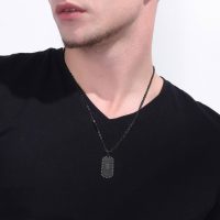 Necklace for Men Women Stainless Steel Bottom Patterned Pendant Zodiac Signs Aquarius Necklace Simple Jewelry Gifts - Image 2