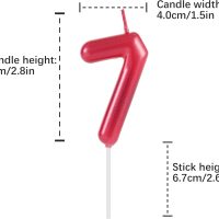 Red Number 7 Birthday Candles, Cake Toppers for Birthday/Baby Shower/Anniversary/Wedding Party Celebrating/Decorating. (Red Number 7) - Image 2