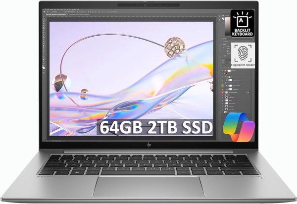 HP ZBook Firefly G10 Mobile Workstation (14" FHD+, Intel 14-Core i7-1370P, 64GB DDR5 RAM, 2TB SSD) Laptop for Engineer, Designer, Backlit, Fingerprint, 2x Thunderbolt 4, 5MP IR Webcam, Win 11 Pro