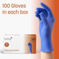 Caring Nitrile Exam Gloves, Blue, Powder-Free, Disposable Gloves for Medical Care, First Aid, Cleaning, Food Prep - Image 5