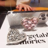 Magnetic Cute Diamond Heart Shape Design Collapsible Mobile Phone Grip & Stand Holder for Smartphone Tablet Cell Phone Accessory - Image 2