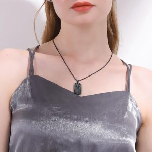 Necklace for Men Women Stainless Steel Bottom Patterned Pendant Zodiac Signs Aquarius Necklace Simple Jewelry Gifts