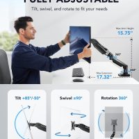 HUANUO Single Monitor Mount, 13 to 32 Inch Gas Monitor Arm, Adjustable Stand, Vesa Mount with Clamp and Grommet Base - Fits 4.4 to 19.8lbs LCD Computer Monitors - Image 4
