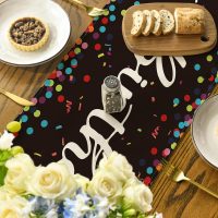 Black Polka Dot Happy Birthday Table Runner, Seasonal Kitchen Dining Table Decoration for Home Party Decor 13x72 Inch - Image 4