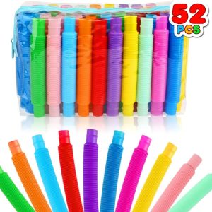 52 Pack Pop Tubes, Sensory Toys Party Favors For Kids 8-12 4-8 Fidget Toys For Anxiety Goodie Bag Stuffers Treasure Box Classroom Prizes Gifts for 3 4 5 6 7 8 9 Year Old Boys Girls Toddlers- 10 Colors
