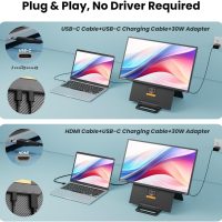 Hyangin 2025 Upgraded 24 Inch Large Portable Monitor for Laptop,1080P FHD 100Hz Portable Screen,120% sRGB IPS Portable Second Monitor with Adjustable Stand for Laptop, MacBook, Phones - Image 5