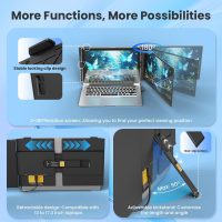2025 Upgraded 14" Laptop Screen Extender, Ultra-Thin 1080P Laptop Monitor Extender, Ultra-Light Dual Screen Portable Monitor for 13-17.3" Laptops, Compatiable with Windows/Mac/Linux/Chrome/Android/iOS - Image 4