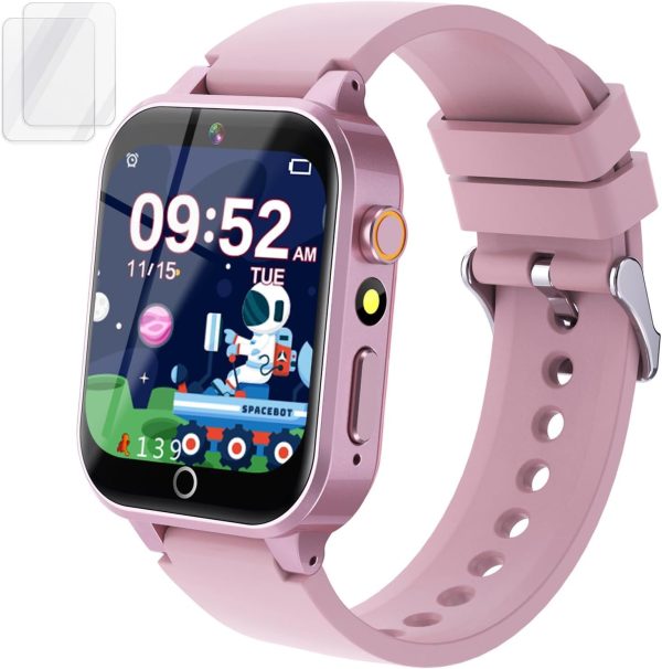 Kids Smart Watch Gift for Girls Age 5-12, 26 Games HD Touch Screen Watches with Video Camera Music Player Pedometer Flashlight 12/24 hr Educational Toys Birthday Gifts for Girls Ages 7 8 9 10