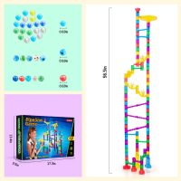 Meland Marble Run - 132Pcs Marble Maze Game Building Toy for Kid, Marble Track Race Set & STEM Learning Toys for Boy Girl Age 3 4 5 6 7 8 9+ (102 Translucent Marbulous Pcs & 30 Glass Marbles) - Image 6